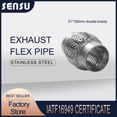 50*100mm Double Braids Flexible Automotive Exhaust Pipe High Durability