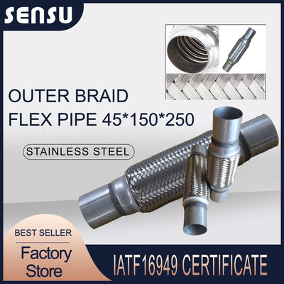 Silver Polished SS201 Exhaust Flex Pipe Connector Coupling 45*150*250mm