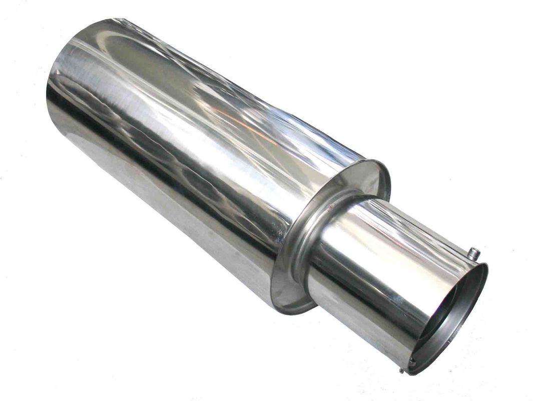 Reducing Noise  4 Inch Stainless Muffler Mirror Polished Auto Exhaust Silencer