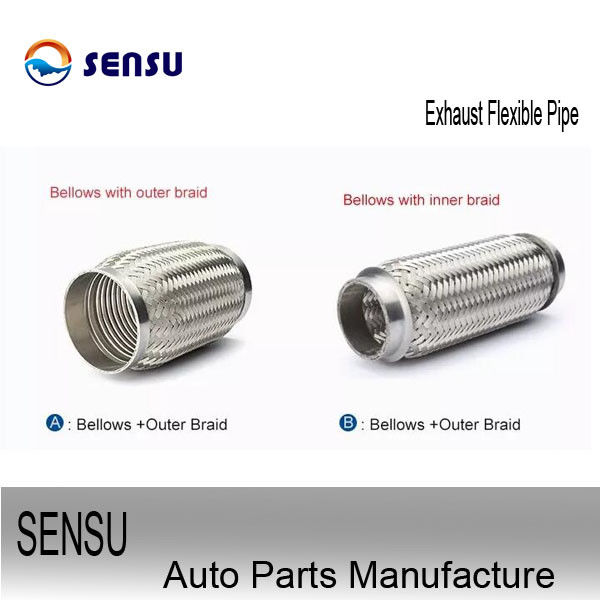 Anticorrosion ID 1.75 Exhaust Flex Pipe Flexible Auto Exhaust Pipe Mesh Braid