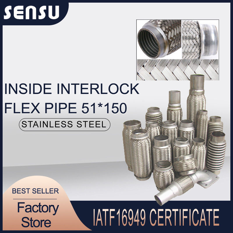 51*150mm Inside Interlock Braided Flexible Exhaust Pipe High Strength