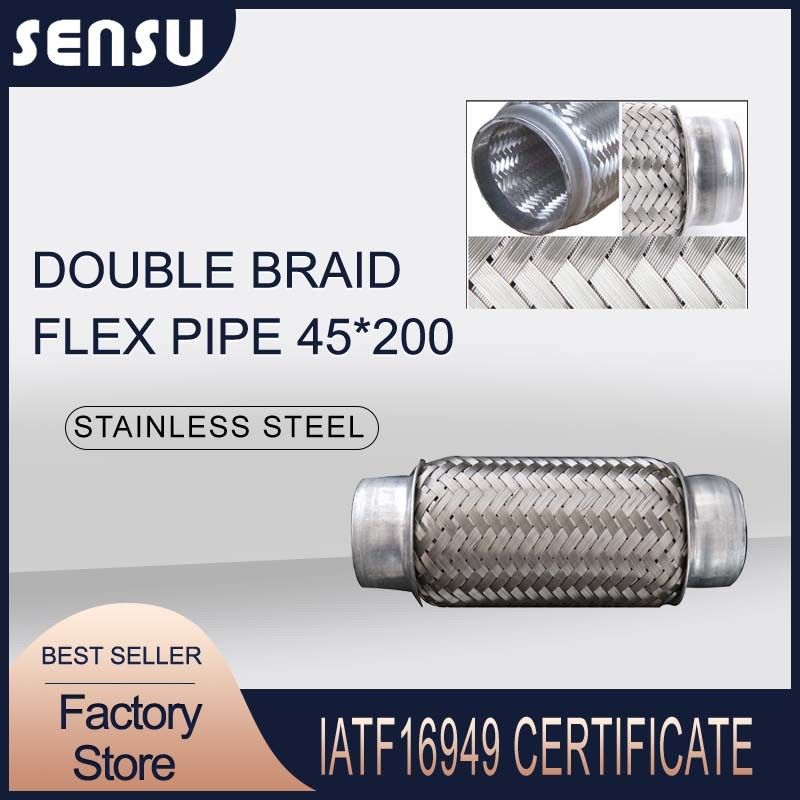 High Durability Double Braids Stainless Steel Exhaust Flex Pipe 45*200mm