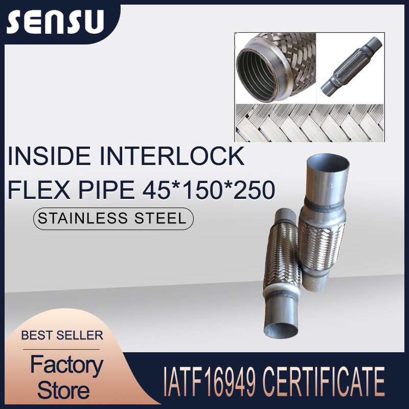 High Flexibility CarID 1.5Inch Stainless Steel Exhaust Flex Pipe 45*150*250mm
