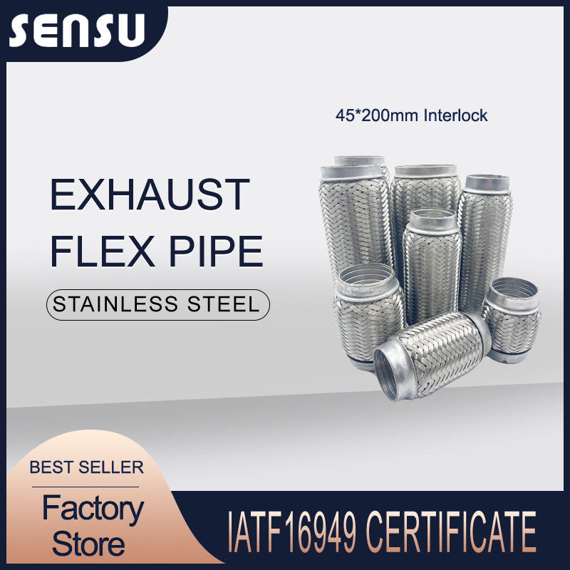 201 Stainless Steel Flexible Exhaust Pipe With Interlock 45X100mm